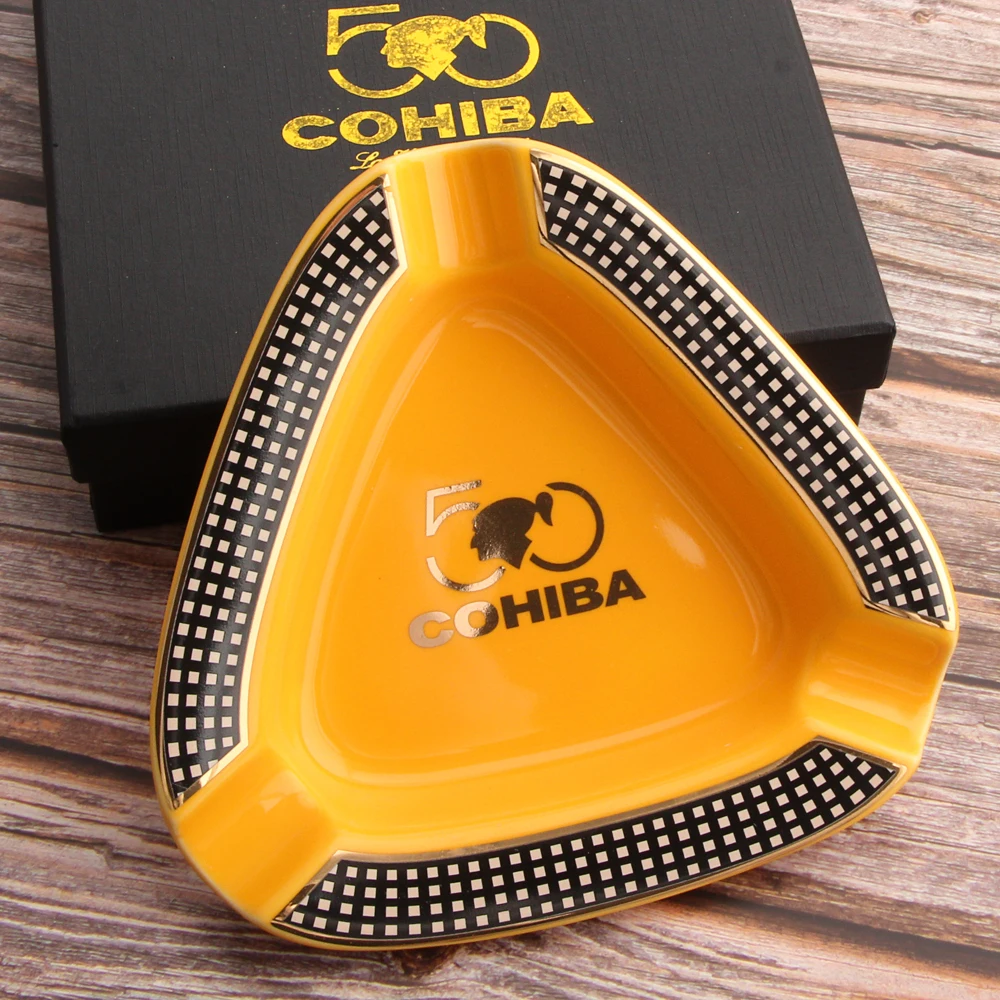 

COHIBA Cigar Gadgets Home Cigar Ashtray Portable Ceramic 3 Cigars Ash Tray Tobacco Cigarette Ashtrays Holder