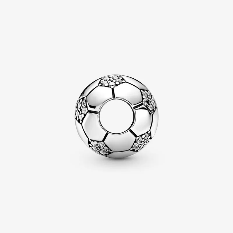 

2020 Spring New 925 Sterling Silver Beads Sparkling Football Charms fit Original Pandora Bracelets Women DIY Jewelry
