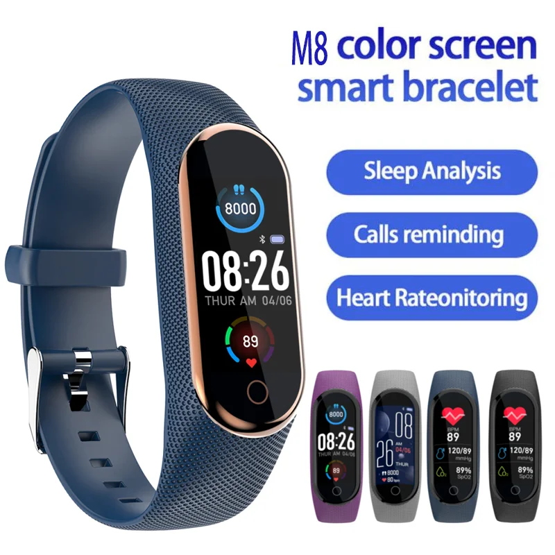Новинка M8 Bluetooth-совместимый браслет пульсометр монитор сна шаг мониторинг фото