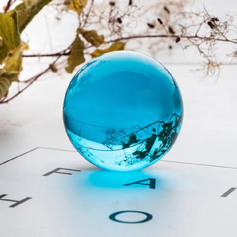 

1PC 30mm-100mm Artificial Crystal Aquamarine Glass Crystal Ball No Base Healing Sphere Photography Props Lensball Decor Gift