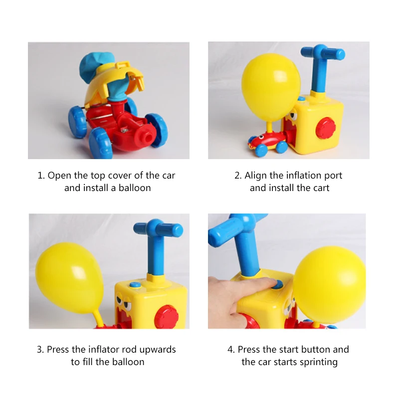 

NEW Power Balloon Car Toy Launch Tower Puzzle Fun Education Inertia Air Power Balloon Car Science Experimen Toy for kids Gift
