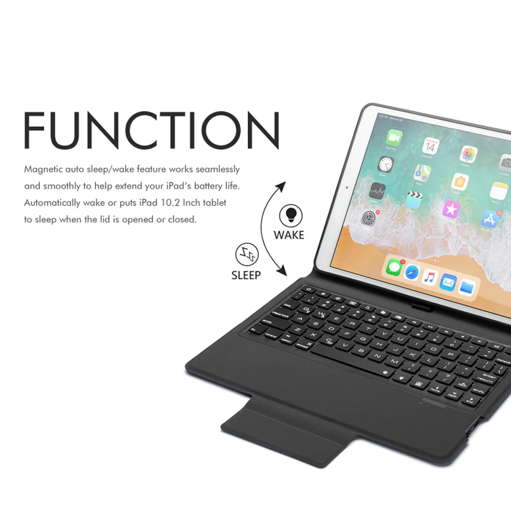 Для iPad 10,2, 7 цветов, Беспроводная Bluetooth клавиатура, кожаный чехол с подставкой, умный флип-чехол со встроенным держателем для карандашей