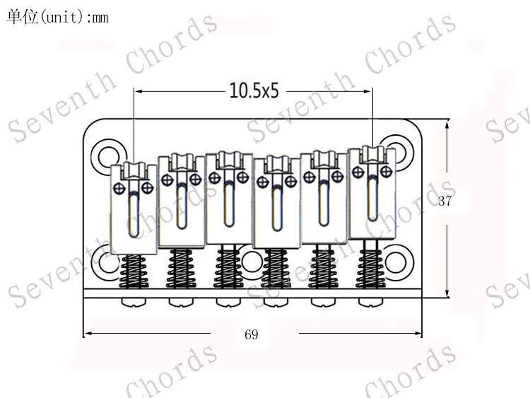 

A Set Length 69mm Roller Saddle Bridge for 6 String Electric Guitar - Chrome & Gold & Black for choose