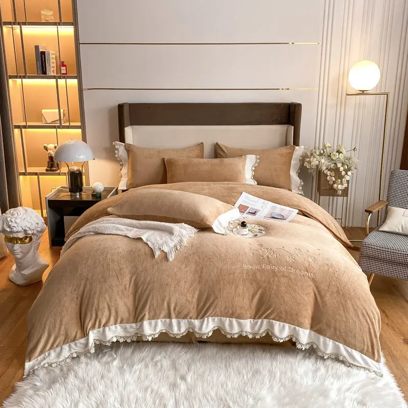 Комплект постельного белья из молочного волокна кружевное покрывало роскошный