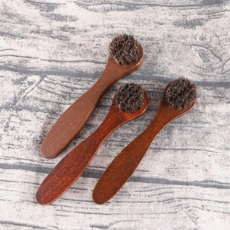 3 шт Длинные ручки чистящие щетки деревянный конский волос полировальная щетка
