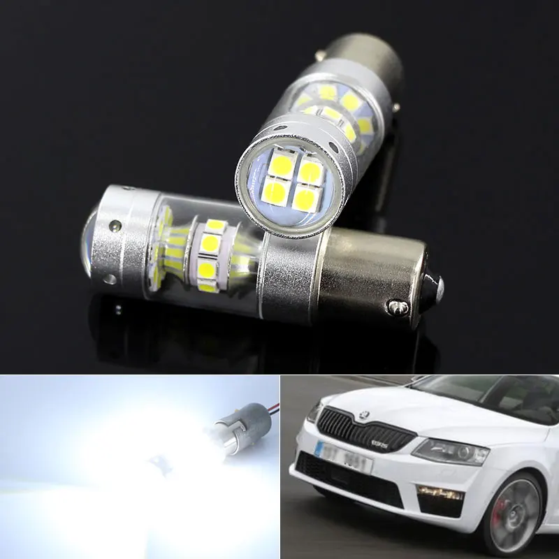 2 шт. белый Canbus 1156 P21W светодиодный светильник для Skoda Octavia Superb FL A5 2009 2010 2011 2012 2013 DRL