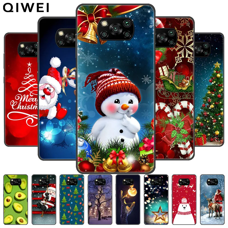 Рождественский чехол для Xiaomi Poco X3 NFC мягкие силиконовые чехлы телефонов POCO Pro X 3