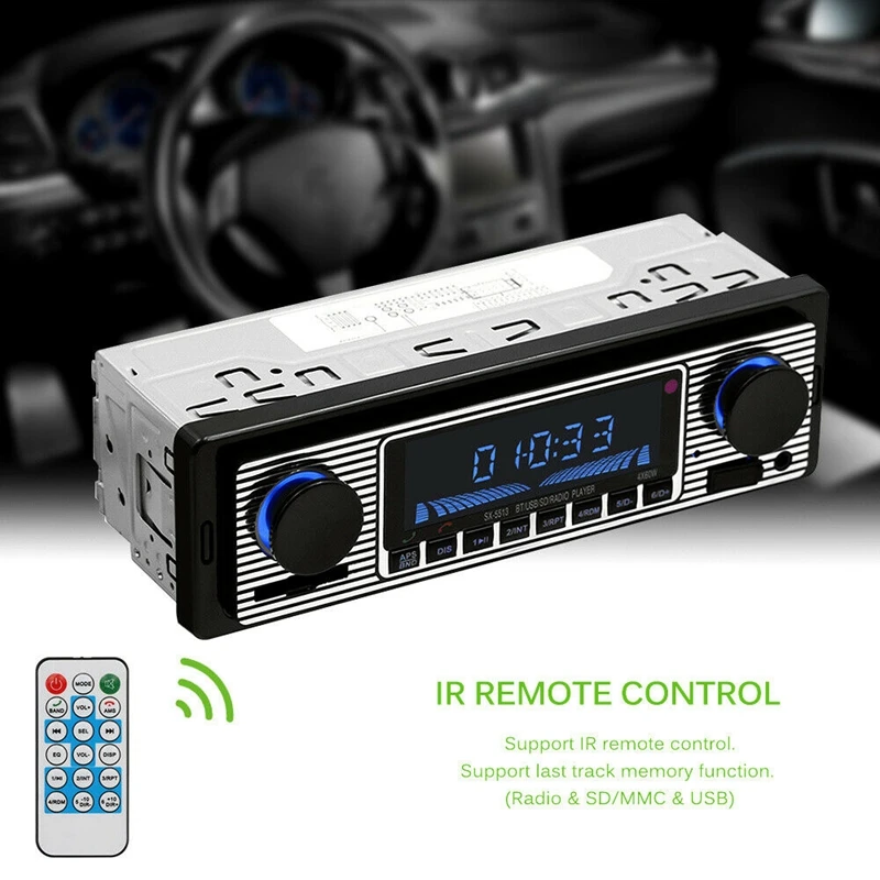 Классический автомобильный Радио Bluetooth стерео плеер Mp3/USB/Sd/Aux/Fm в-тире головное