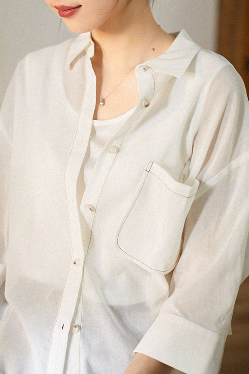 

Spring Summer Women Loose Plus Size All-match Natural Fabric Comfortable Breathable Thin Lightweight Cotton Shirts/Blouses