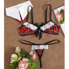 3 шт. Пышное Плиссированное бюстгальтер и тонкие прозрячные трусики в комплекте сексуальное женское белье Для женщин Косплэй Школьная обувь для девочек нижнее белье, экзотические костюмы Lenceria чувственный Mujer секс-кукла