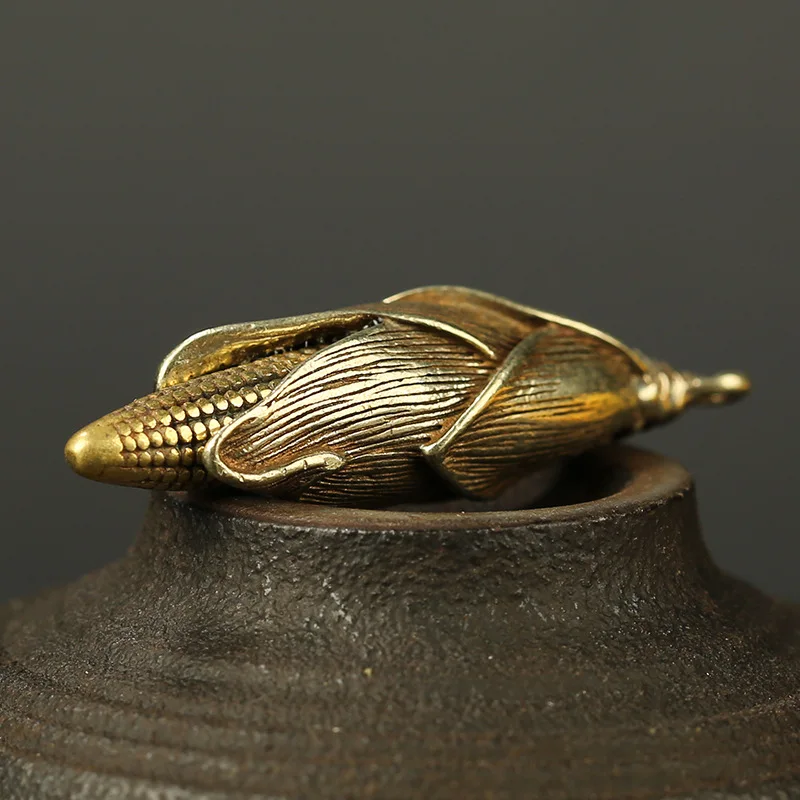 Винтажный медный изысканный брелок Кукуруза подвески в ретро стиле латунное