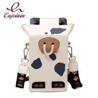 cute milk box carton shape shoulder crossbody bag cute purses and handbags for women cow pattern clutch fashion novelty bags