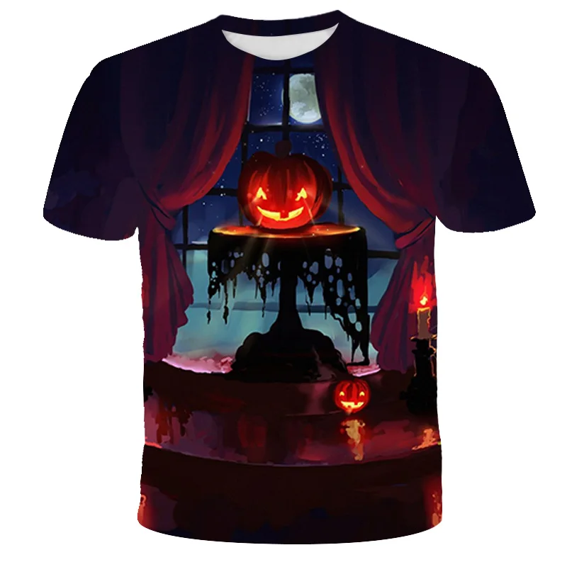 

Boys T Shirts New Boys 2020 summer Cartoon Halloween T shirt Children Pumpkin lanterns t shirts for Boys fashion 3D short sleeve