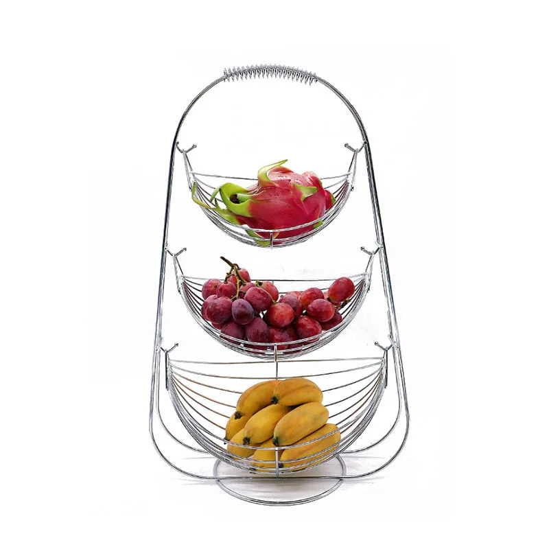 

3 Tier Fruit Basket Bowl Holder Stand Kitchen Vegetables Storage Stainless Steel Organizer Decoration Household Food Storage
