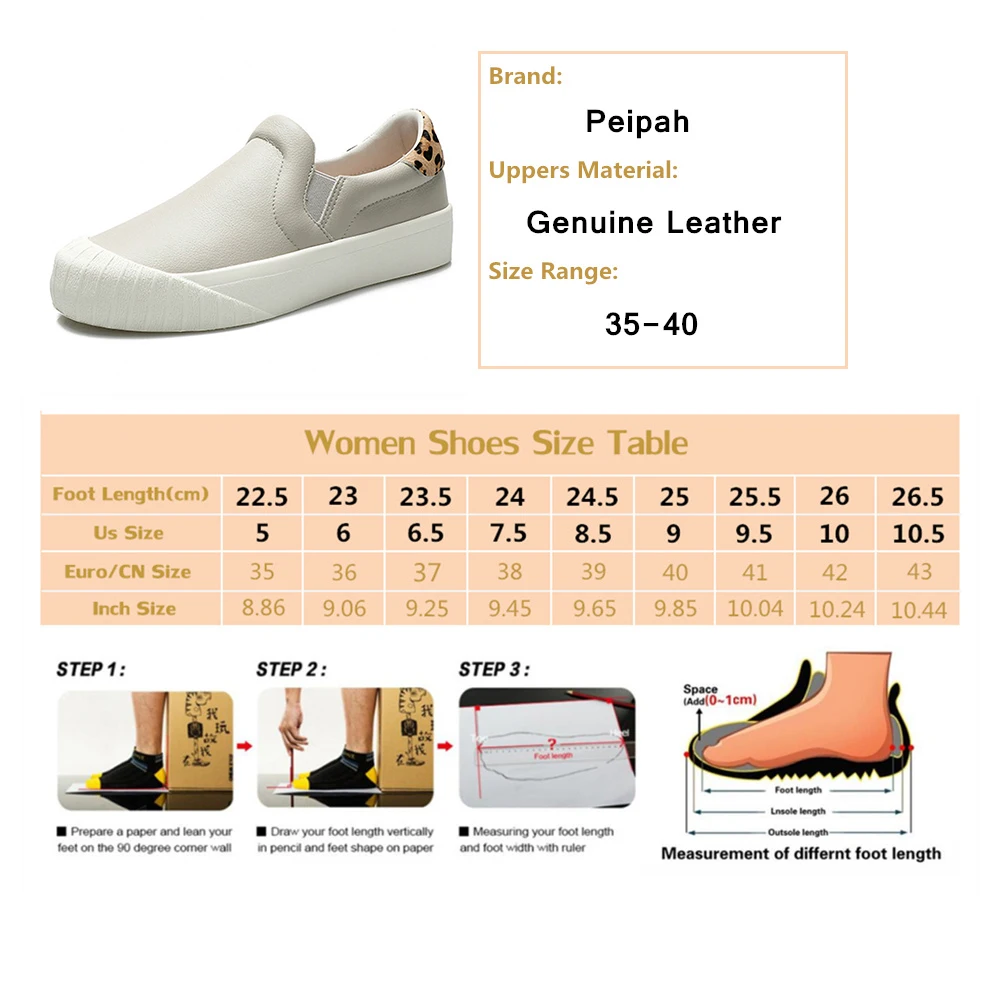 

PEIPAH Fashion Genuine Leather Shoes for Women Slip on Loafers Ladies Platform Flats Female Driving Casual Shoes Lazy Footwear
