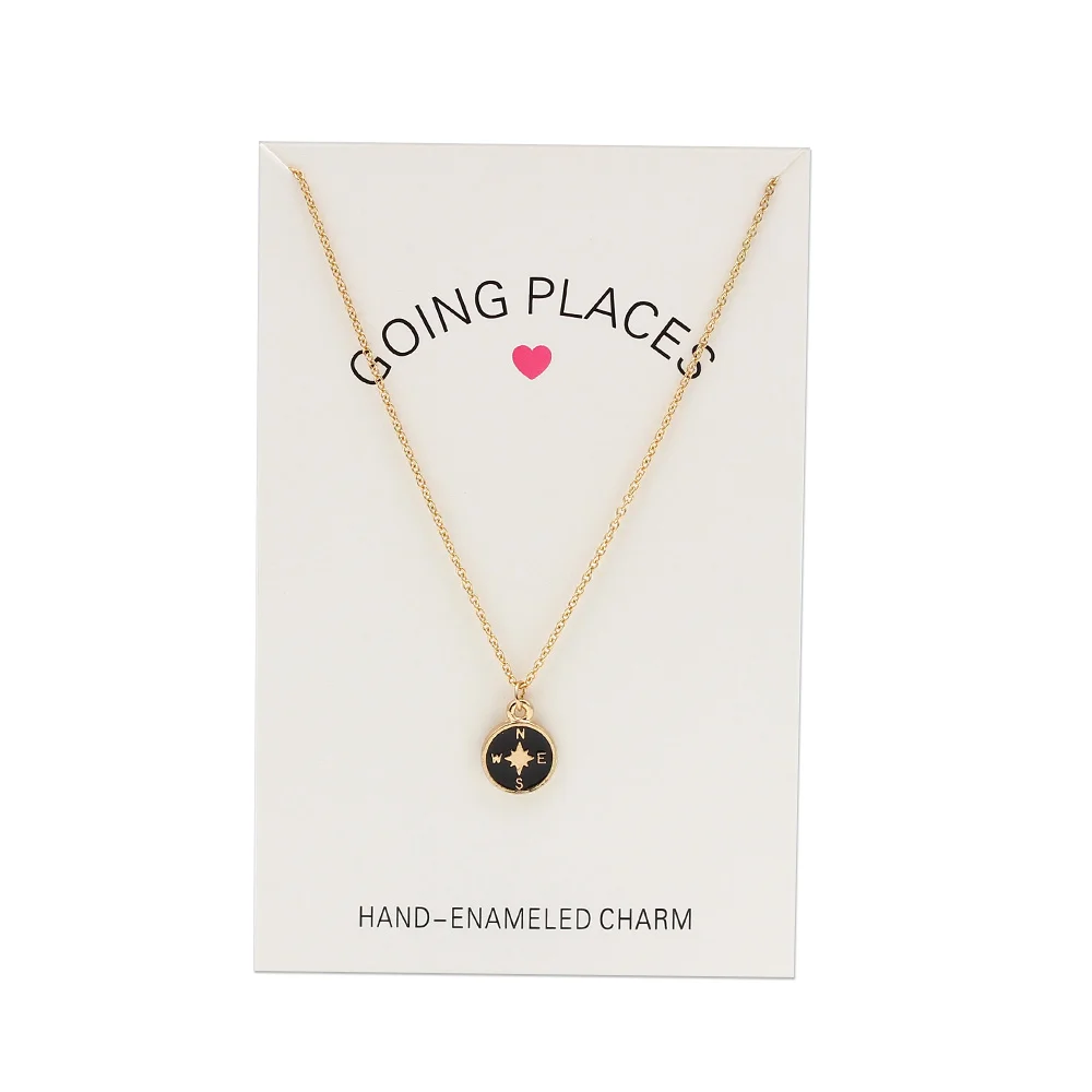 1pc Minimalist Compass Key Charms Wish Card Choker Collier Necklaces Link Chain For Dear MOM Women Fashion Jewelry Gifts CN94 | Украшения и