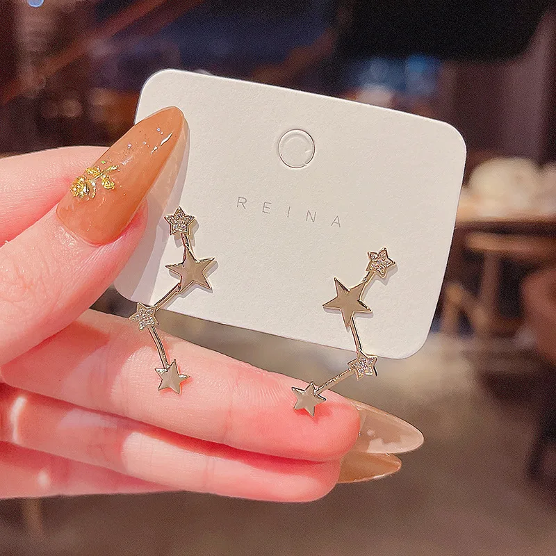 

Geometry Stars Earrings for Women Shiny Zircon Design Jewelry Female Delicate Stud Earrings Elegant Hip Hop Ear Studs Wholesale