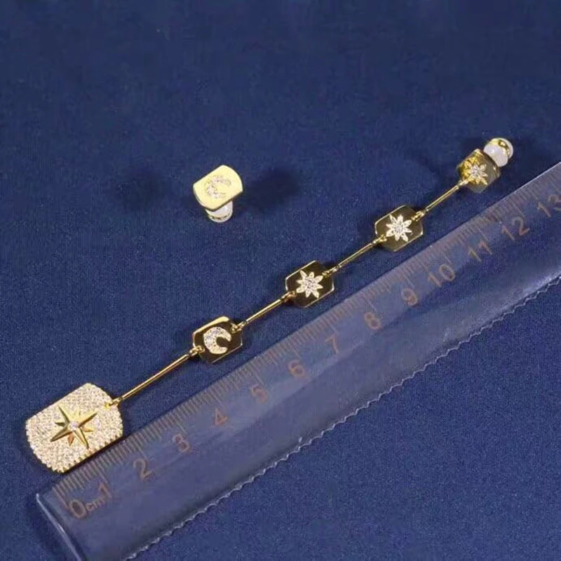 Модный шарм из стерлингового серебра копия 1:1 асимметричные падающие звезды