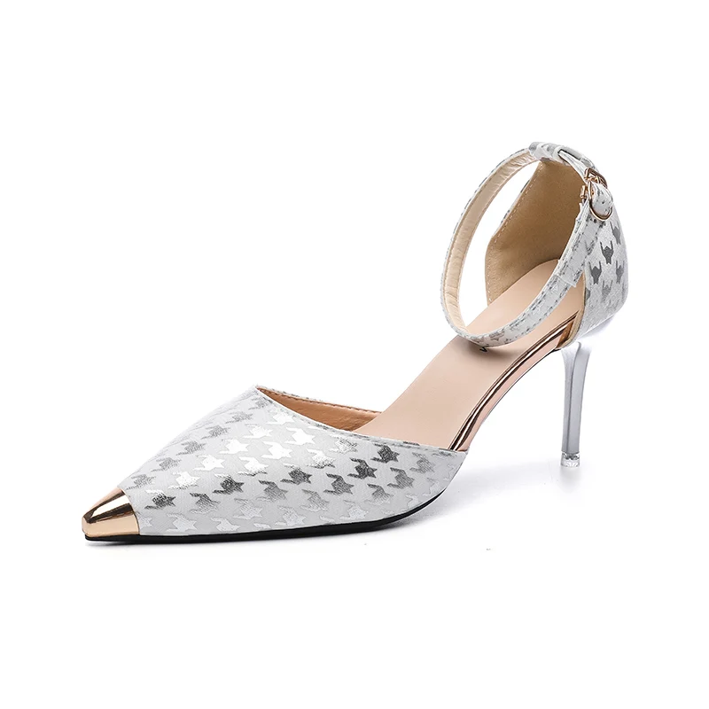 

2021 Summer Sandals Women Thin Heel Pointed Toe Fashion shoes woman Black Ankle Strap sandals Buckle Shoes Female