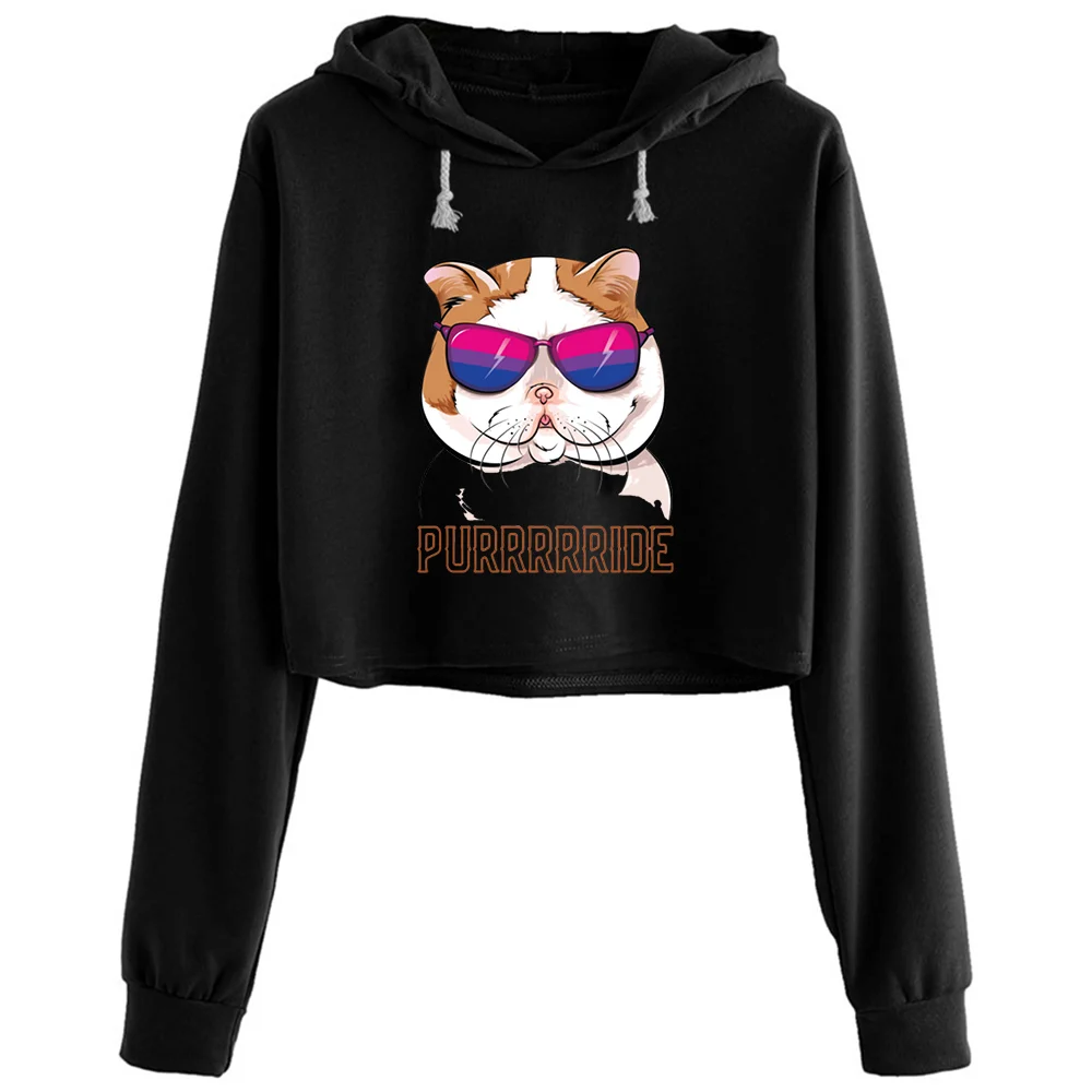

Purrrrride Bisexual Pride Crop Hoodies Women Grunge Harajuku Anime Emo Pullover For Girls