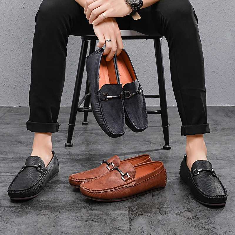 

genuine Leather Men Casual Shoes Breathable Loafers Man Moccasins Comfortable Flat Shoes Men Waterproof Footwear big size 48