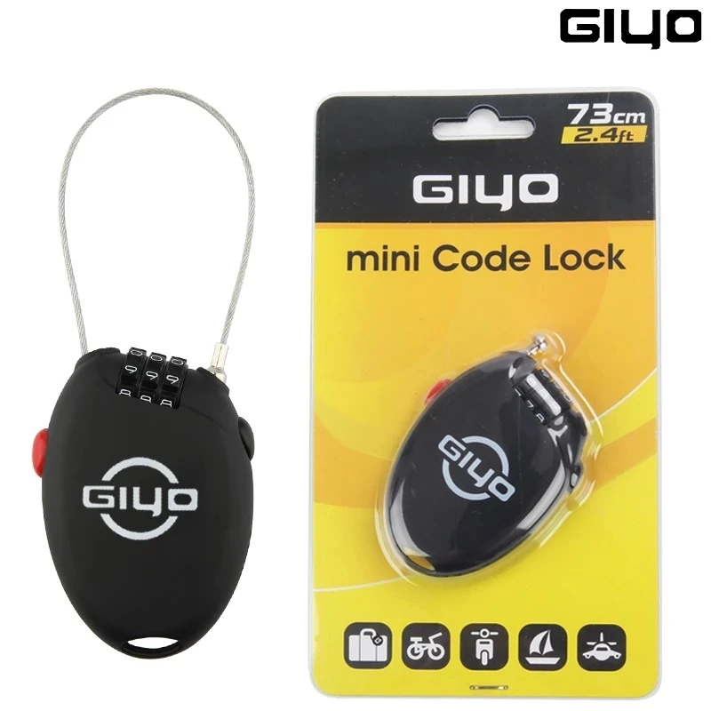 

Giyo Anti-theft Bicycle Lock 73cm Cable Lock Wire Line Mini Bike Accessories 3 Digit Password Coded Lock Bicycle Accessories