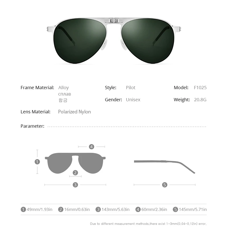 구매 FONEX 편광 선글라스 휴대용 접는 파일럿 안경 2022 새로운 MaleUV400 음영 나일론 렌즈 F1025