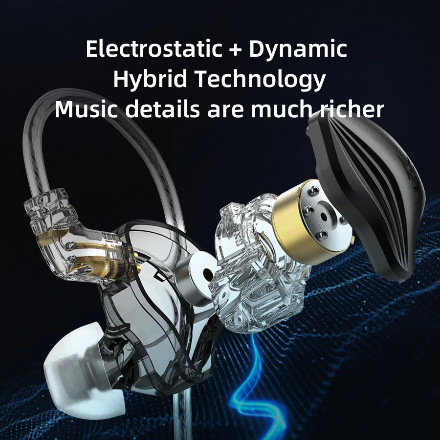Новые KZ ZEX гибридные наушники со статическим динамическим приводом HIFI с басами