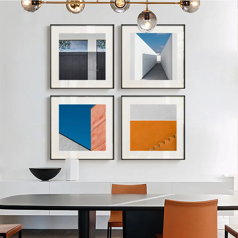 

Spray Color Nordic Style Restaurant Decoration Painting Abstract Architectures Staircases Canvas Wall Picture Poster Living Room