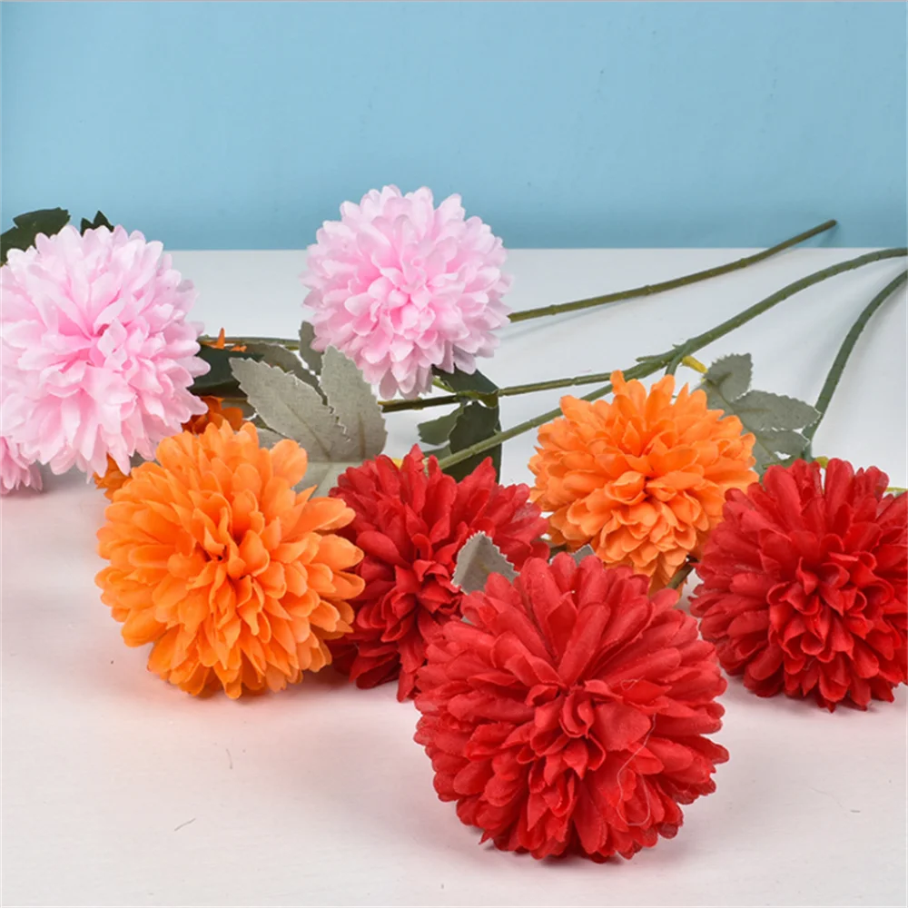 

3 Heads 1 String Artificial Flower Silk Ball Chrysanthemum Home Wedding Decoration Diy Christmas Gift Living Room Fake Flower
