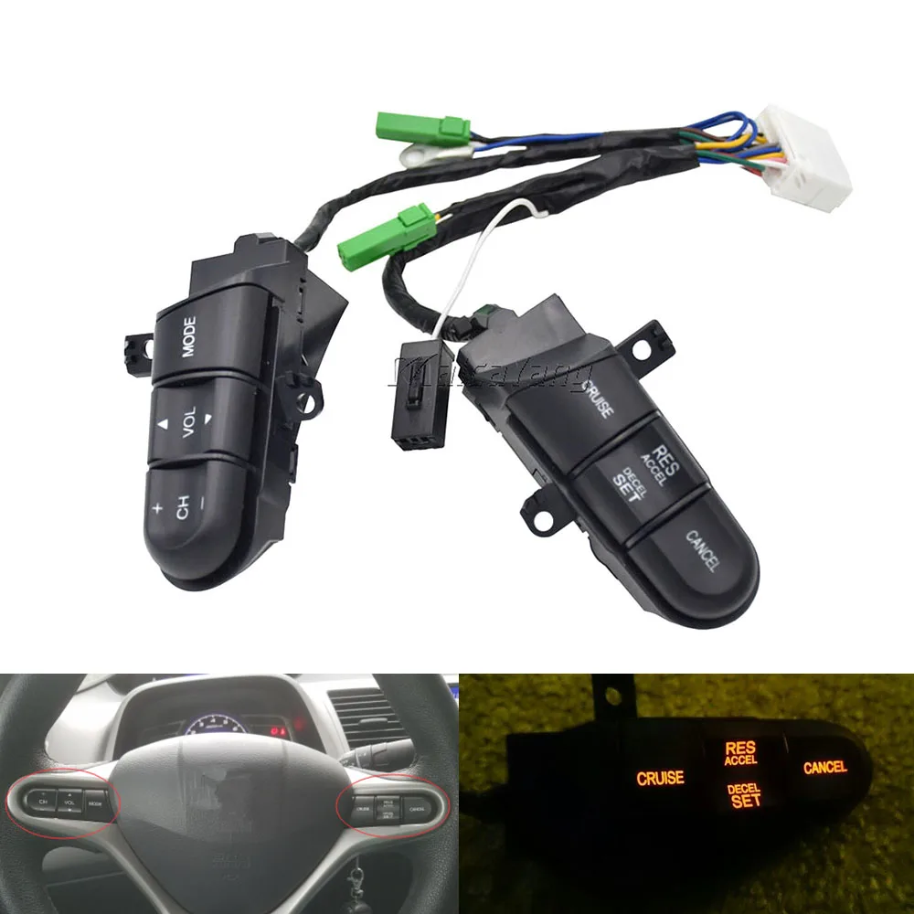 

New Steering Wheel Audio Control Switch For Honda 08-13 Fit 09-14 City 06-11 Civic Cruise Switch With Orange Light Shift Paddle