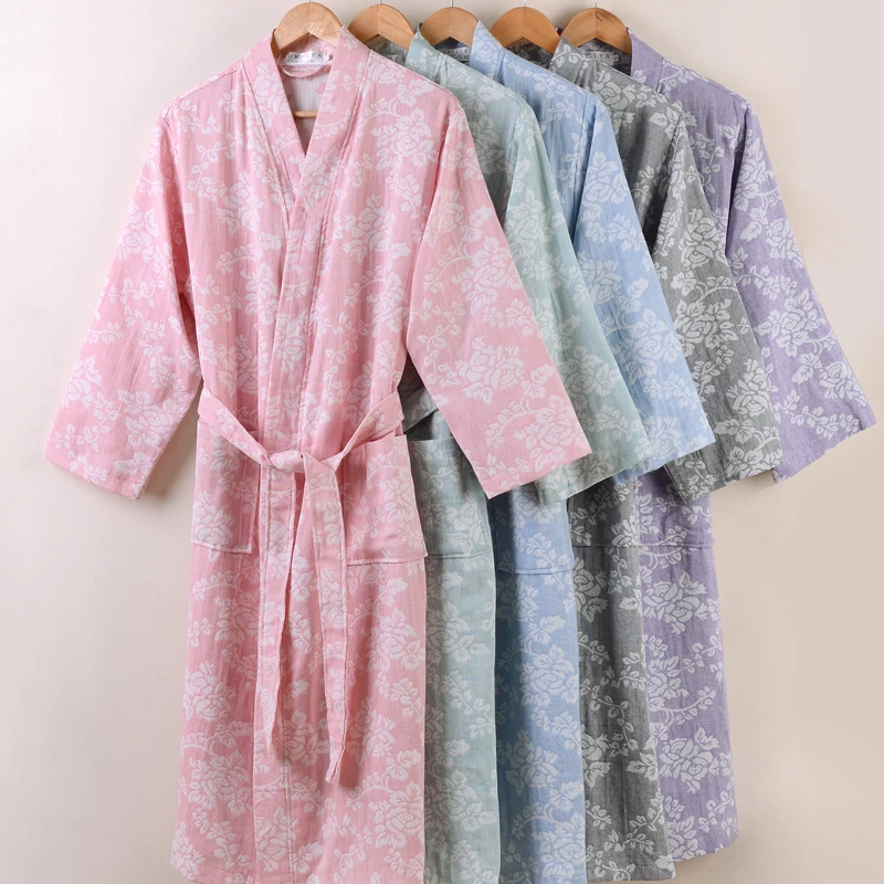 100% хлопок двойная Дека искусственная кожа Сексуальный банный халат женская