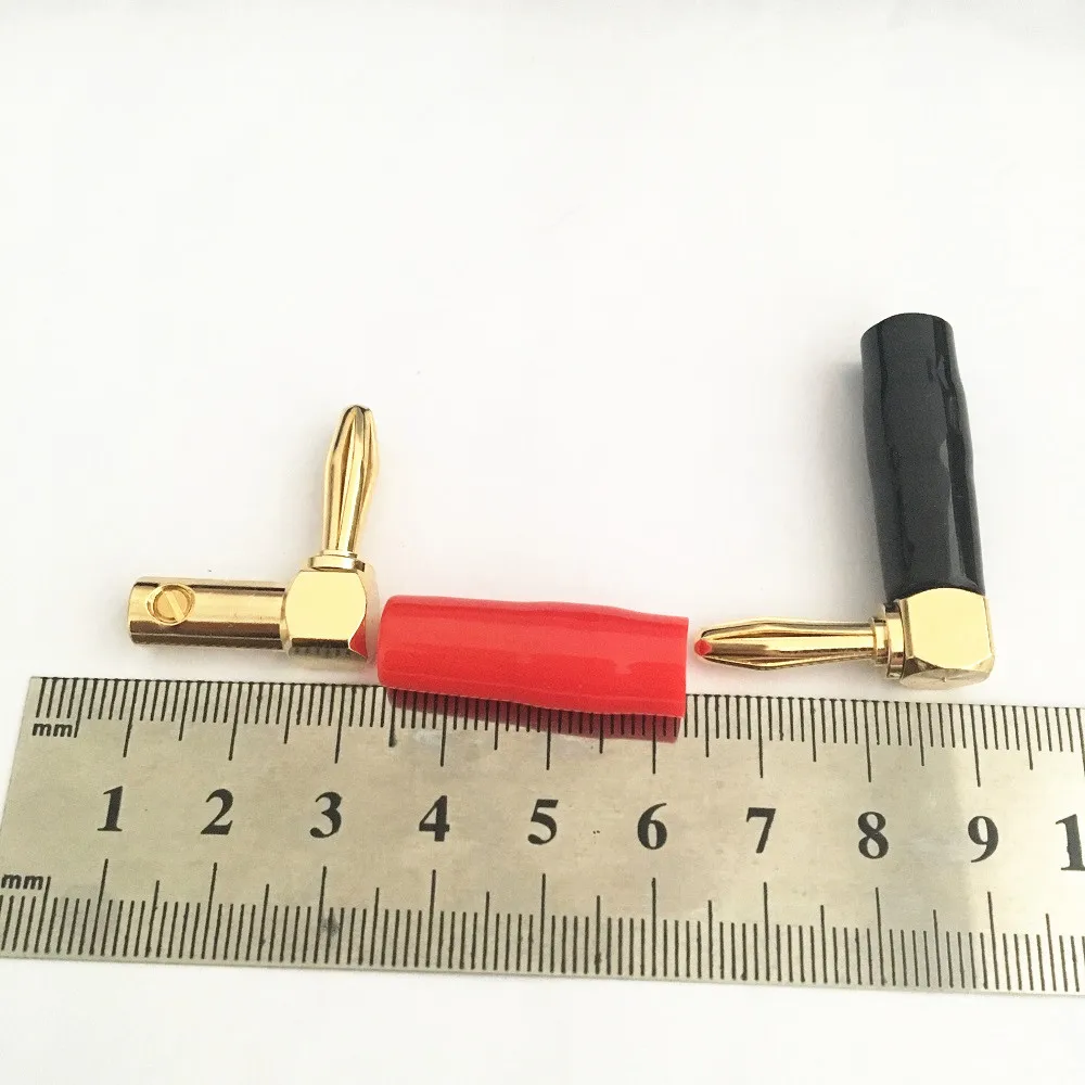 

20pcs/Pack Audio Speaker Cable Golden Plated Right Angle 4mm Banana Plug
