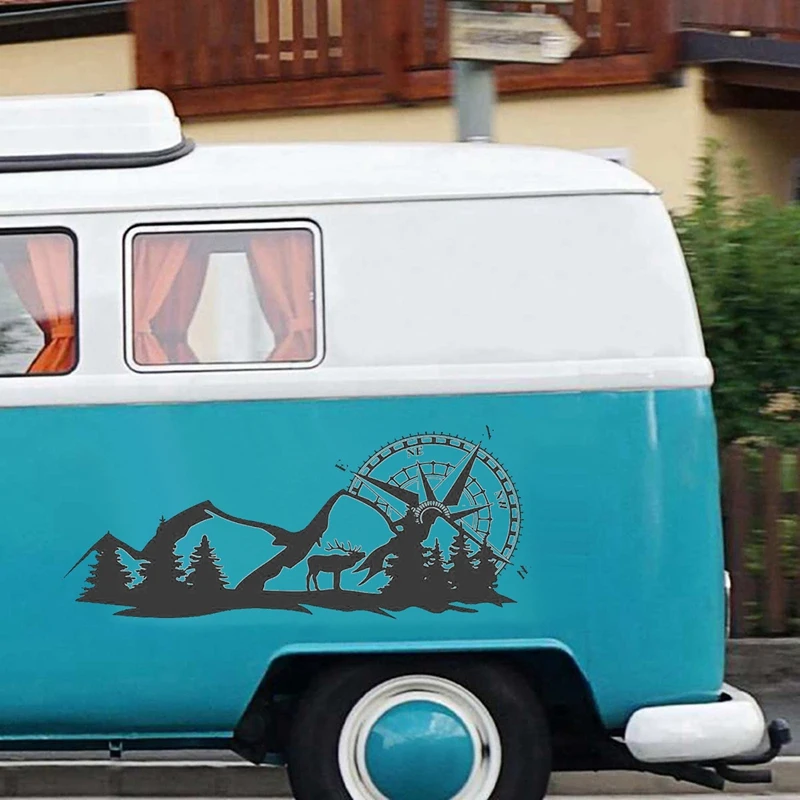 

RV Motorhome Universal Body Sticker DIY Compass Navigation Animal Decal Sticker Decoration for Car Caravan Trailer