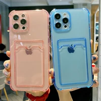 candy transparent card pocket phone case for iphone 12 11 pro max 7 8 plus x xr xs max se shockproof clear soft tpu back cover