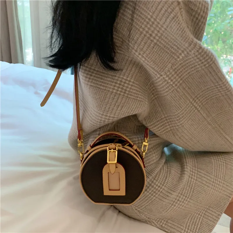 Дизайнерская модная женская круглая сумка кожаная круговая через плечо