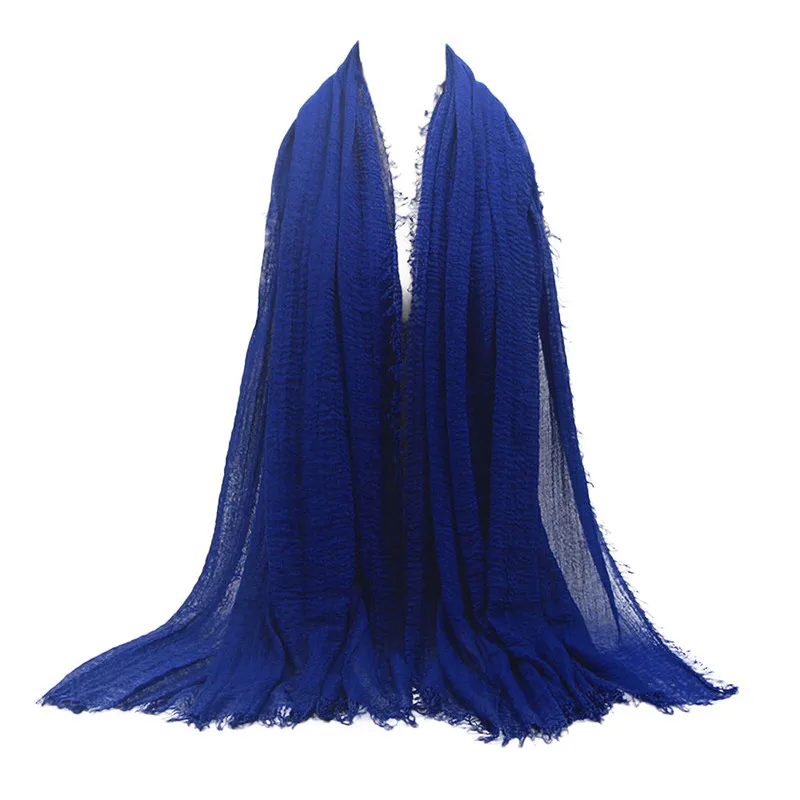 Wholesale Price 70*180cm Women Muslim Crinkle Hijab Scarf Femme Musulman Soft Cotton Headscarf islamic hijab Shawls and Wraps