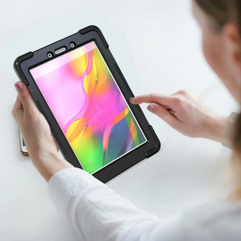 360 чехол для Samsung Galaxy Tab A 8,0 T290 T295 SM-T290 T297 Tablet Kids силиконовый Жесткий чехол+ ремешок на шею и ремешок на руку