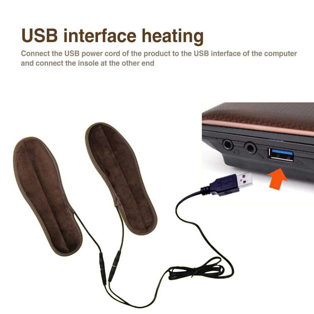1 пара USB стельки с подогревом для ног, согревающие стельки для ног, теплые носки для ног, зимние уличные спортивные стельки для обуви, Теплые Зимние Стельки