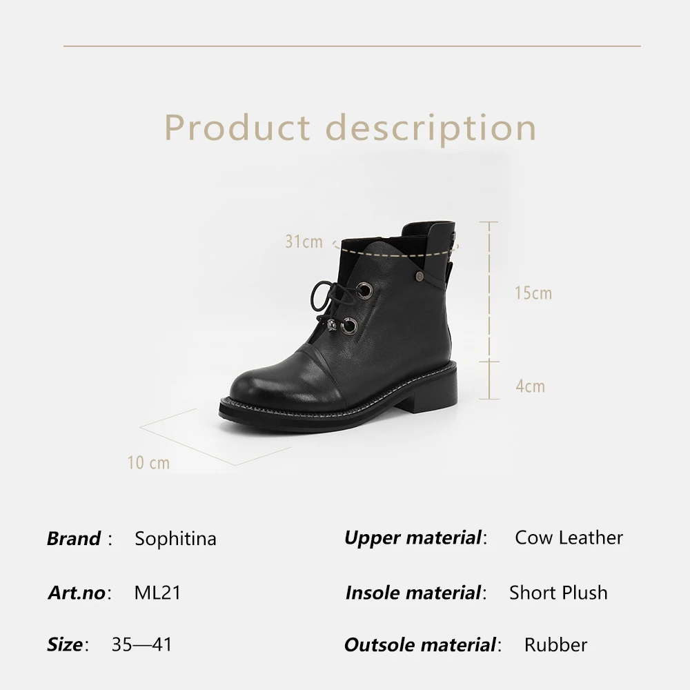 

New Fashion Individual Women Boots High-quality Cow Leather Solid Basic Martin Boots Warm Soft Insole Ankle Boots ML21