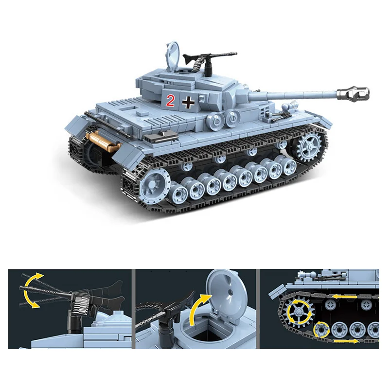 Военный танк WW2 строительные блоки 718 шт. городской полицейский солдат средний