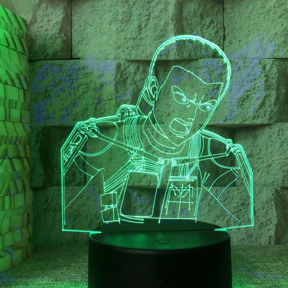 

Светодиодная аниме-лампа 3D «атака на Титанов», ночник для декора детской, спальни, ночсветильник для манги, Подарочная фигурка