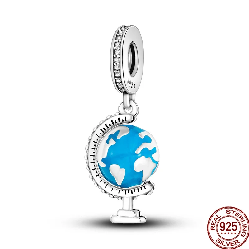 

Genuine 925 Sterling Silver Globe pendant Charms Fit Original pandora Bracelet&Bangle For Women Birthday Fashion Jewelr
