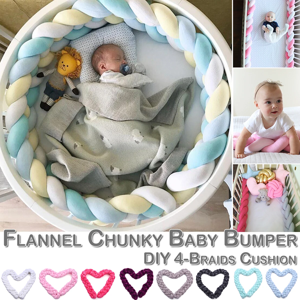 Массивная подушка для детской кроватки бампер вязаная Толстая плюшевая