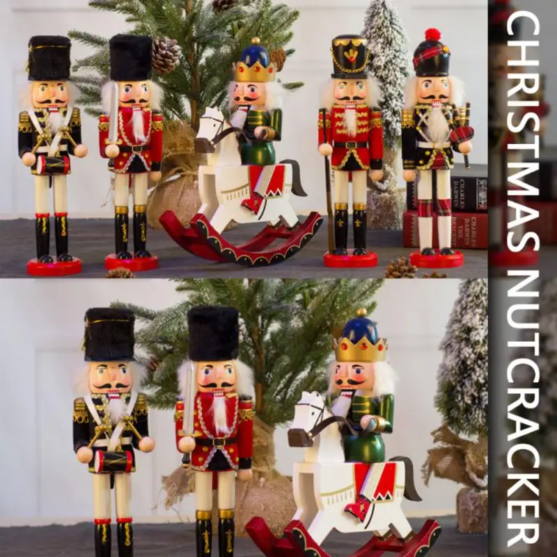 

Christmas Nutcracker Toy Rocking Soldier War Horse Doll Wooden Desktop Ornaments Christmas Decorations Home New Year Supplies