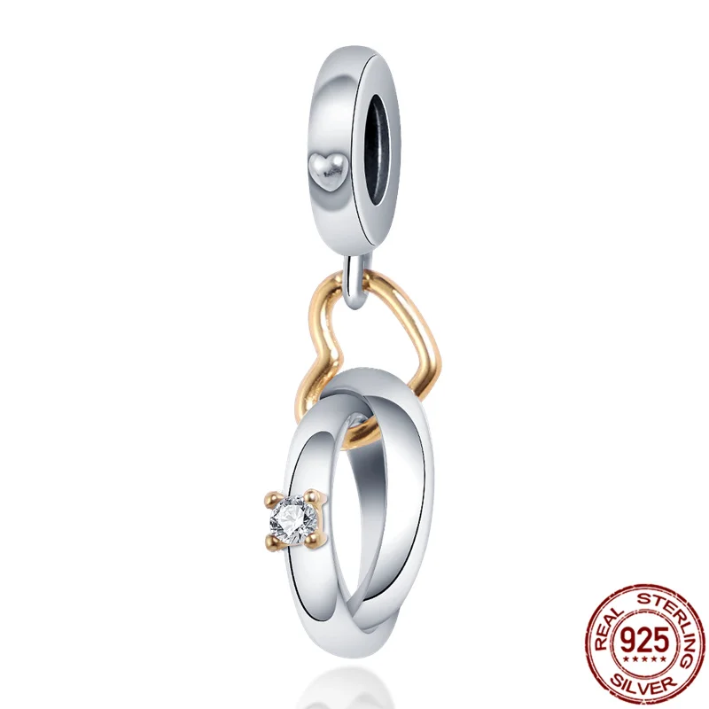 

New 925 Sterling Silver Zircon Ring Pendant Is Suitable For Original Pandora Bracelet Ladies Fashion Jewelry DIY Bead Making 123