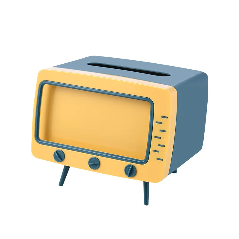 

New TV Tissue Box Desktop Creative Napkin Case Organizer Multi Paper Holder Dispenser Storage with Mobile Phone Holder