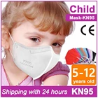 Одноразовая детская маска KN95 10-100 шт., 4-слойная Пылезащитная маска, одобренная FPP2, санитарная тушь, CE, Черная защитная маска для детей