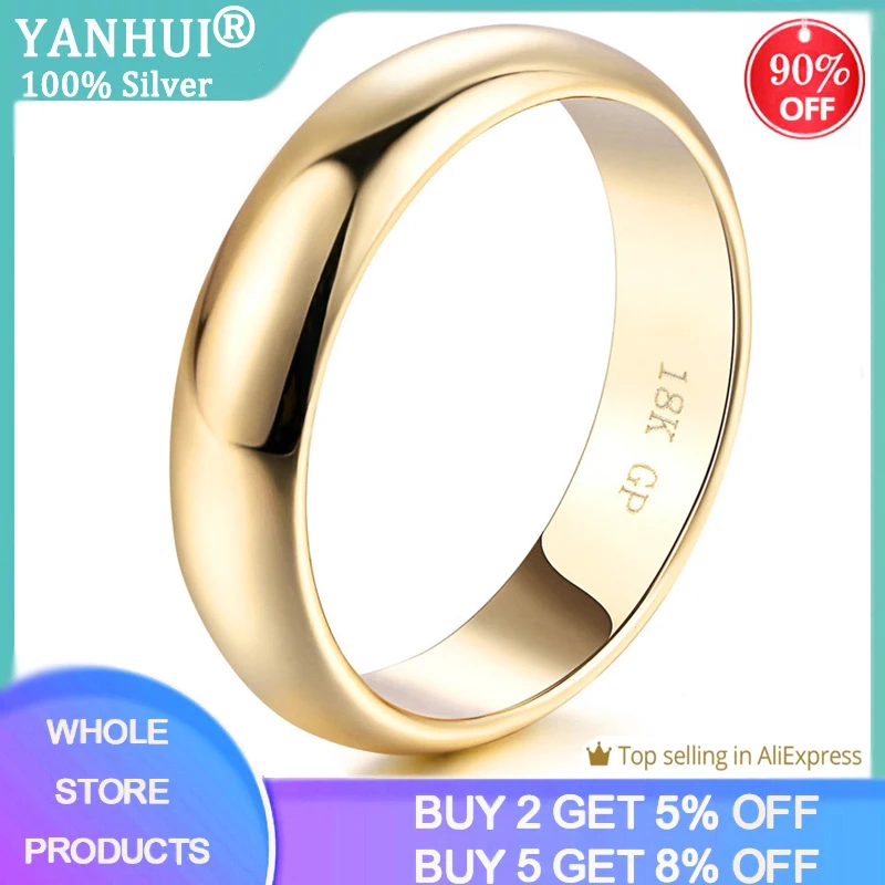 YANHUI простой дизайн пара круглых колец 18K Белый/Желтый/розовое золото модные