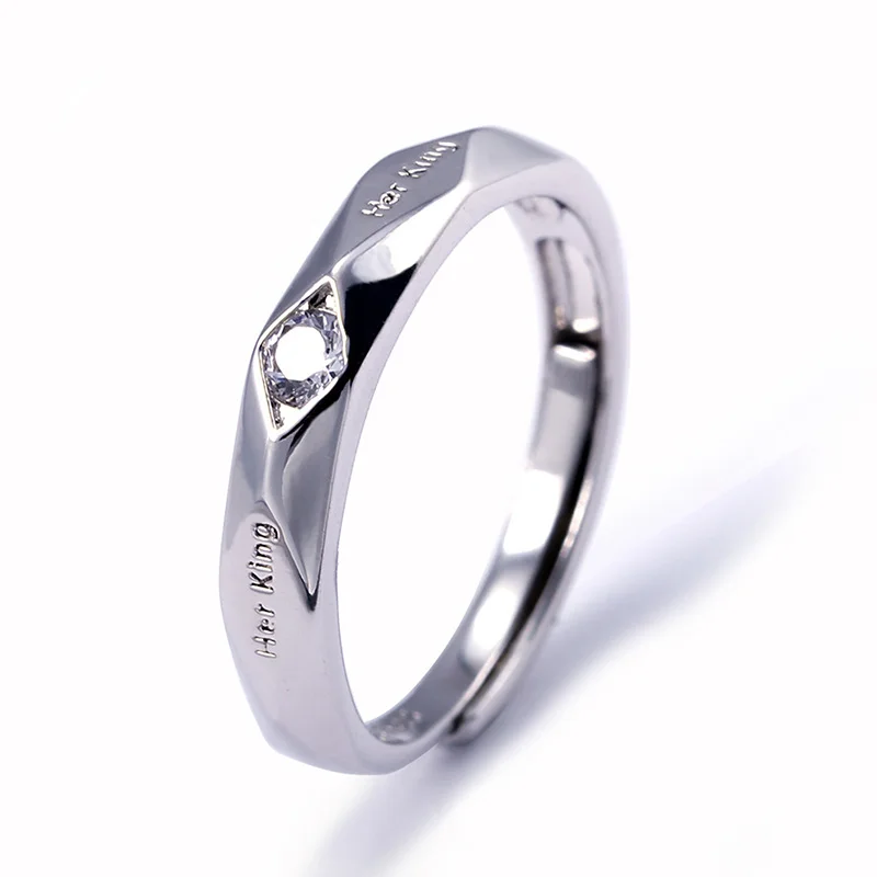Модные парные кольца серебряного цвета с надписью ее король и его королева